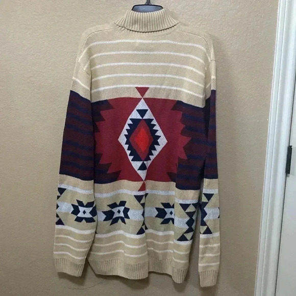 Men’s NWT Club Room Aztec Tribal Turtleneck Knit Pullover Sweater B2 Size XXL - Picture 9 of 13